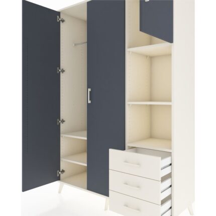 Dienni Hyperion Dolap 5 Raflı 3 Çekmeceli Tek Askılı 132X44X195 Aytaşı-Antrasit/aytaşı - Görsel 4