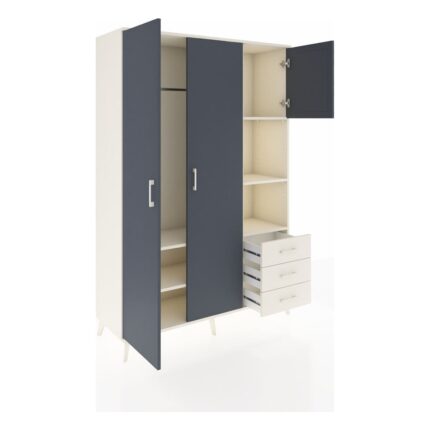Dienni Hyperion Dolap 5 Raflı 3 Çekmeceli Tek Askılı 132X44X195 Aytaşı-Antrasit/aytaşı - Görsel 5