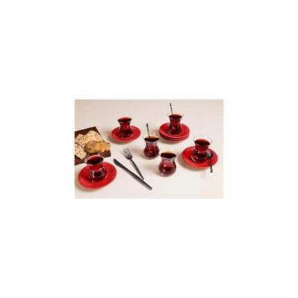 AyrStore Suzanne Seasons Kırmızı 6 Kişilik Çay Takımı