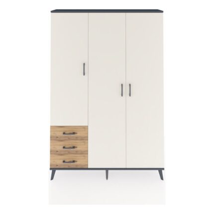 Dienni Arges Dolap 6 Raflı 3 Çekmeceli Tek Askılı 132X30X195 Antrasit-Aytaşı/çam