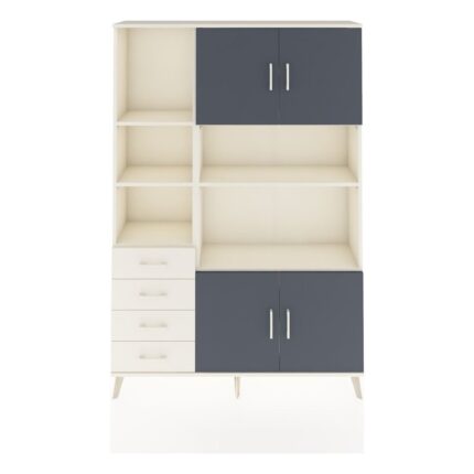 Dienni Arges Dolap 8 Raflı 4 Çekmeceli 4 Kapaklı 132X30X195 Aytaşı-Antrasit/aytaşı