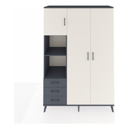 Dienni Hyperion Dolap 6 Raflı 3 Çekmeceli Tek Askılı 132X44X195 Antrasit-Aytaşı/antrasit