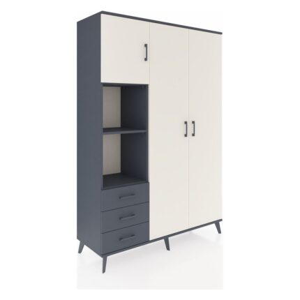 Dienni Hyperion Dolap 6 Raflı 3 Çekmeceli Tek Askılı 132X44X195 Antrasit-Aytaşı/antrasit - Görsel 2