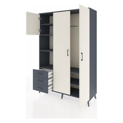 Dienni Hyperion Dolap 6 Raflı 3 Çekmeceli Tek Askılı 132X44X195 Antrasit-Aytaşı/antrasit - Görsel 3