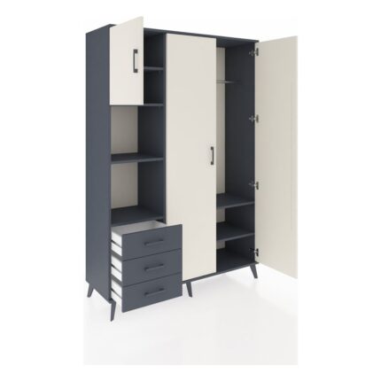 Dienni Hyperion Dolap 6 Raflı 3 Çekmeceli Tek Askılı 132X44X195 Antrasit-Aytaşı/antrasit - Görsel 5