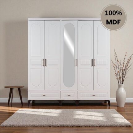Comiet Slope 5 Kapaklı Mdf Ayaklı Tasarım Country Gardırop - Görsel 2