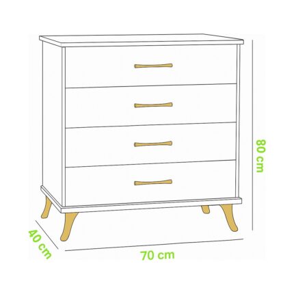 Ninna Mobilya Gold ???? 4 Çekmeceli Modern Şifonyer – 70X80X40 Cm, Geniş Depolama Alanı, Şık Tasarım - Görsel 3