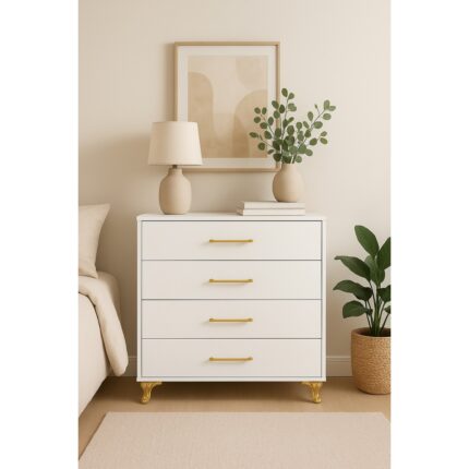 Ninna Mobilya Gold ???? 4 Çekmeceli Modern Şifonyer – 70X80X40 Cm, Geniş Depolama Alanı, Şık Tasarım - Görsel 4