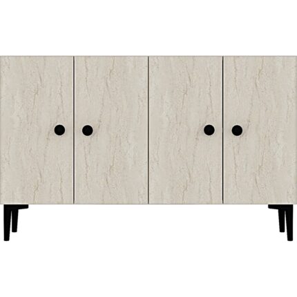 Ceneyra KA1205BT- Pella Konsol, Tv Sehpası, Çok Amaçlı Dolap 120CM Beyaz-Traverten - Görsel 5