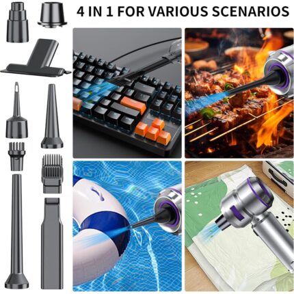 Azurtech Araba Süpürgesi Yüksek Güç - 22000PA Taşınabilir Araba Vakumları 4'ü 1 Arada Basınçlı Hava Duster & Hava Üfleyici & Pompa Elle Tutulan Vakum Arabalar Için Fırçasız Motorlu Akülü Ev Ofis - Görsel 4