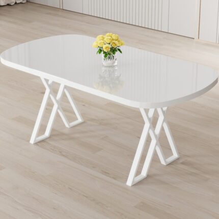 Canisa Axton Serisi Sabit Mdf 90X168 Beyaz Mutfak Masa Takımı 6 Siyah Sandalye - Görsel 2