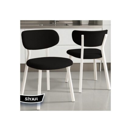 Canisa Axton Serisi Sabit Mdf 90X168 Beyaz Mutfak Masa Takımı 6 Siyah Sandalye - Görsel 3