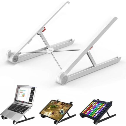 Mena Rise X1 Laptop Sehpası, Katlanabilir, Tablet Sehpası, Alaşım, Sınıf Çalışması, Iyileştirme, Isı Dağılımı, iPad ve 10-15,6 Inç Olan Tüm Cihazlar ile Uyumlu. Beyaz