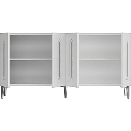 Ceneyra KA1206BS- Rany Konsol, Tv Sehpası, Çok Amaçlı Dolap 120CM Beyaz-Gümüş - Görsel 3