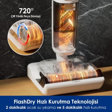 Tineco Floor One S6 Stretch Pro Kablosuz Akıllı Islak Kuru Süpürge, Zemin Temizleyici Paspas, 20KPA Güçlü Emiş, Hyperstretch 180° Yatırılabilir Tasarım, iloop Akıllı Emiş - Görsel 5