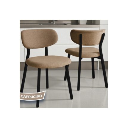 Canisa Axton Serisi Sabit Mdf 90X168 Siyah Mermer Desen Mutfak Masa Takımı 4 Cappucino Sandalye - Görsel 3