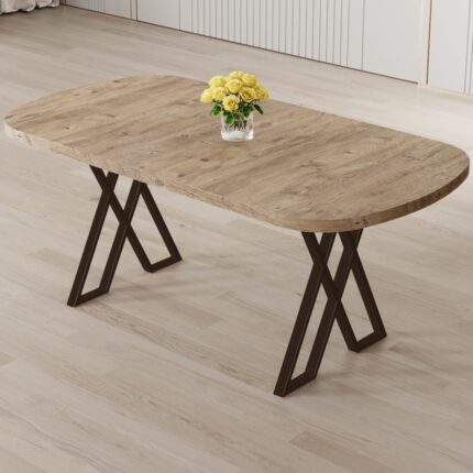 Canisa Axton Serisi Sabit Mdf 90X168 Atlantik Çam Mutfak Masa Takımı 4 Siyah Sandalye - Görsel 2
