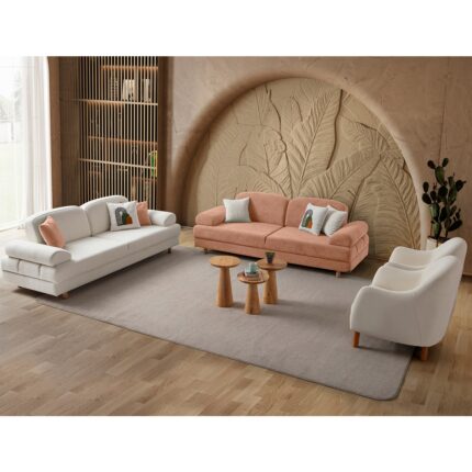 Eymense Aries Yataklı Sandıklı Koltuk Takımı 3+3+1+1 Pembe - Görsel 3