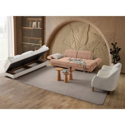 Eymense Aries Yataklı Sandıklı Koltuk Takımı 3+3+1+1 Pembe - Görsel 5