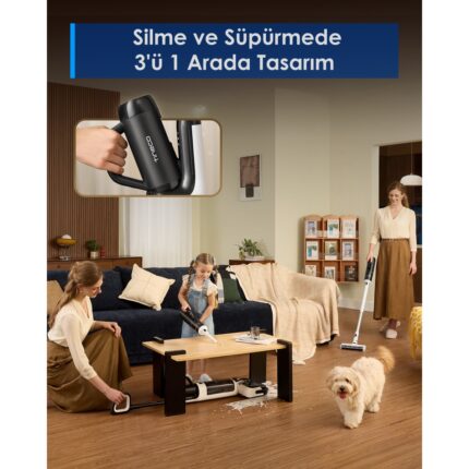 Tineco Floor One Switch S6 Stretch Kablosuz Akıllı Islak Kuru Elektrikli Süpürge, Zemin Temizleyici Paspas, 21KPA Güçlü Emiş, Çoklu Yüzey Için 5i1 Arada Süpürge - Görsel 2