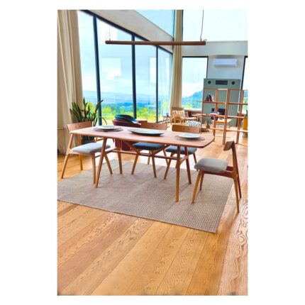 Unboxdeco 6 Kişilik Slim Masif Kayın Ahşap Masa Takımı, 6 Adet Slim Kayın Sandalye 150X80 - Görsel 2