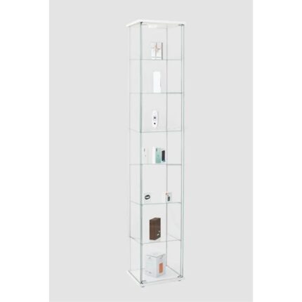 Artinokshome 7 RAFLI  SADE CAM VİTRİN BEYAZ (Gümüşlük, Büfe, Koleksiyon, Sunu, Sergi, Kitaplık) - Görsel 2