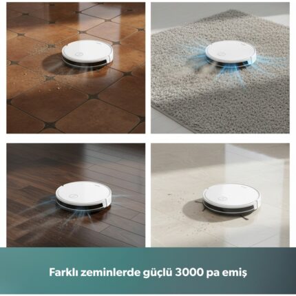 Homend Alex 1288H Moplu ve Akıllı Robot Süpürge Gyroscope Beyaz - Görsel 5