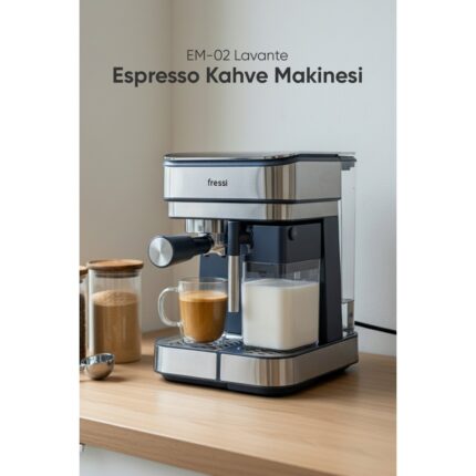 Fressi Espresso Latte Cappuccino Kahve Makinesi Tam Otomatik Süt Tanklı 20BAR Basınçlı Urban Lacivert