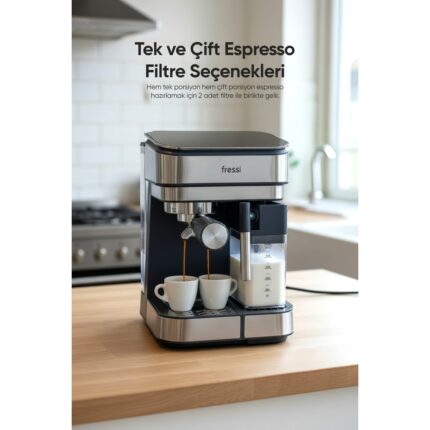Fressi Espresso Latte Cappuccino Kahve Makinesi Tam Otomatik Süt Tanklı 20BAR Basınçlı Urban Lacivert - Görsel 5