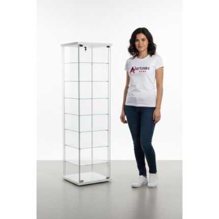 Artinoks Home 7 RAFLI KİLİTLİ CAM VİTRİN BEYAZ (Gümüşlük, Büfe, Koleksiyon, Sunu, Sergi, Kitaplık) - Görsel 3