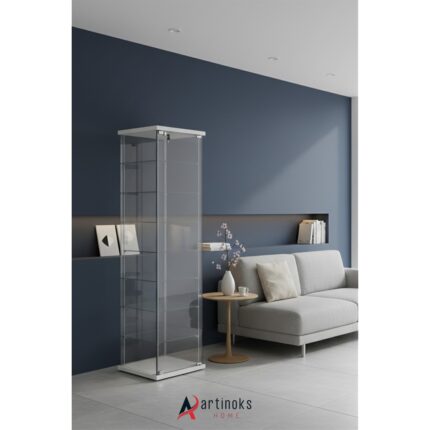 Artinoks Home 7 RAFLI KİLİTLİ CAM VİTRİN BEYAZ (Gümüşlük, Büfe, Koleksiyon, Sunu, Sergi, Kitaplık) - Görsel 4