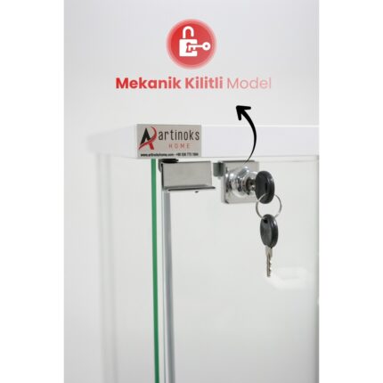 Artinoks Home 7 RAFLI KİLİTLİ LEDLİ BEYAZ (Gümüşlük, Büfe, Koleksiyon, Sunu, Sergi, Kitaplık) - Görsel 2