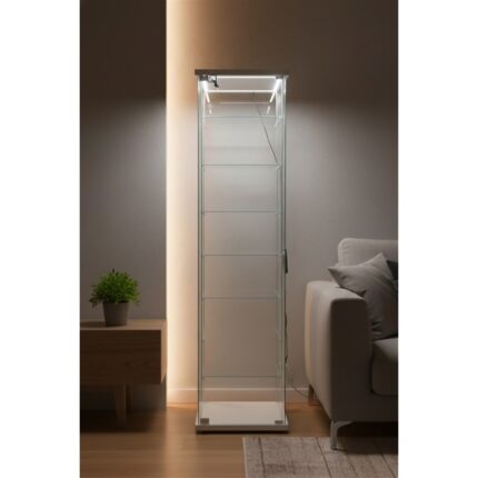 Artinoks Home 7 RAFLI KİLİTLİ LEDLİ BEYAZ (Gümüşlük, Büfe, Koleksiyon, Sunu, Sergi, Kitaplık) - Görsel 4