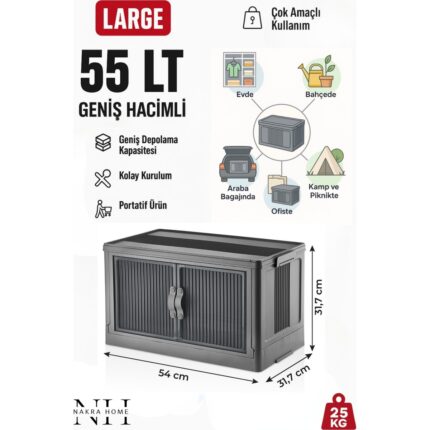 Nakra Home Katlanabilir Tekli Plastik Dolap – Çok Amaçlı Portatif Organizer (Geniş Hacim)
