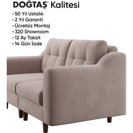 Doğtaş Robin Modüler Ikili Koltuk - Kadife - Krem - Görsel 5