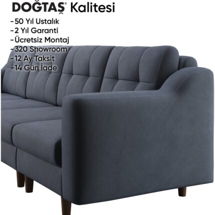 Doğtaş Robin Dörtlü Koltuk - Kadife - Gri - Görsel 5