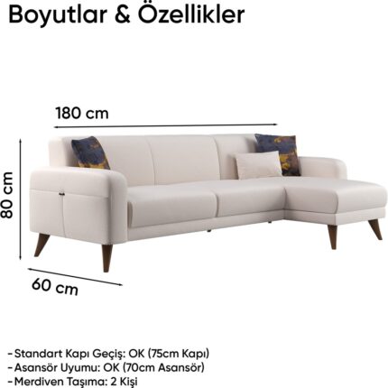 Doğtaş Hilda Köşe Takımı - Krem - Görsel 5