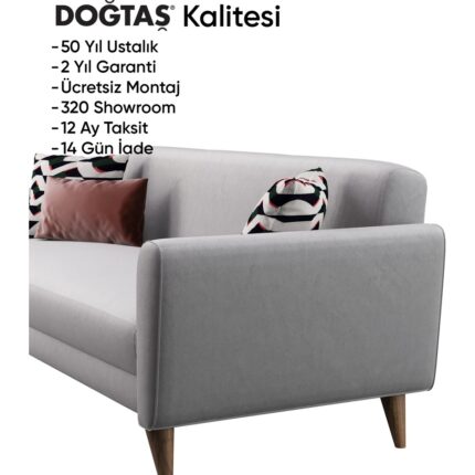 Doğtaş Mona Line Üçlü Koltuk - Gri - Görsel 5