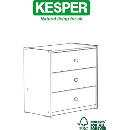 Kesper 3 Çekmeceli Doğal Ahşap Şifonyer 60X59 cm - Görsel 3