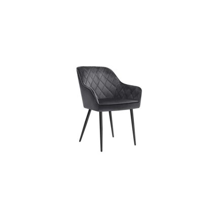 Storemax Yemek Odası, Koltuk, Kolçaklı, Dolgulu, Metal Ayaklar, Kadife Kılıf, 110 kg Taşıma Kapasitesi, Gri LDC088G01 - Görsel 3
