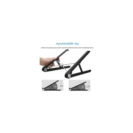 Storemax X1 Laptop Sehpası, Katlanabilir, Tablet Sehpası, Alaşım, Sınıf Çalışması, Iyileştirme, Isı Dağılımı, iPad ve 10-15,6 Inç Olan Tüm Cihazlar ile Uyumlu. Siyah - Görsel 2