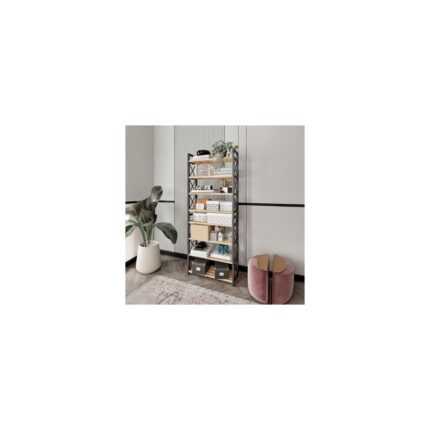 Storemax 8 Katlı Çok Amaçlı Raf – 47X18X127 Cm, Mdf ve Plastik Malzeme, Kurulum Qr Kodlu, Modern ve Dekoratif Düzenleyici Dolap Ünitesi, Siyah - Görsel 3