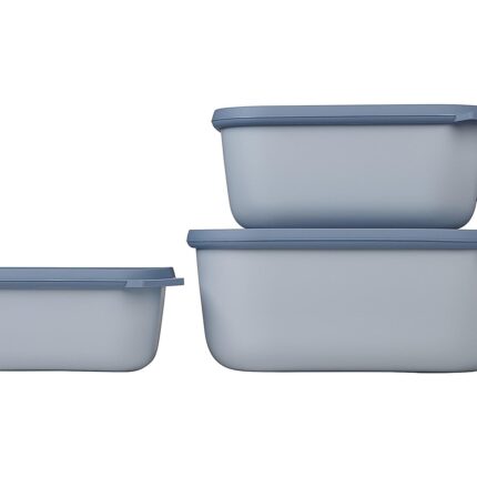 Storemax – Multi Bowl Cirqula 3 Parça Set - Kapaklı Gıda Saklama Kabı - Buzdolabı ve Dondurucu, Mikrodalga Kabı ve Servis Tabağı Için Hava Geçirmez Saklama Kutusu Olarak Uygundur - 750, 1500, 3000ML