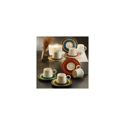 Storemax Sandro Moreno 1453 Farfar Double Yüzük 12 Parça Altı Kişilik Kahve Fincan Takımı 120 ml - Görsel 2