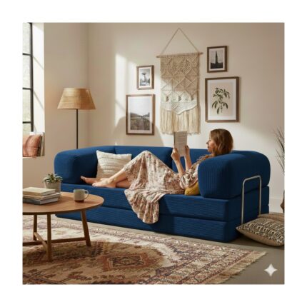 Dechome Meganest 200x100 Modern Fitilli Kadife Kanepe| Yatak Olabilen, Dayanıklı Orta Sert Sünger, Yıkanabilir Kılıf