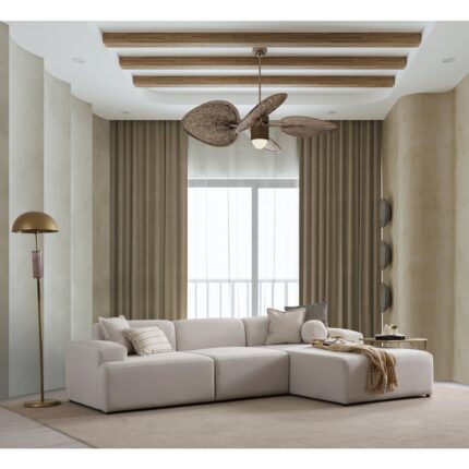 S Home Design Concept Molly Köşe Koltuk Sağ Köşe, Yönsüz Kadife Kırık Beyaz 290X185CM