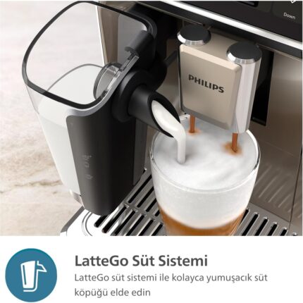Philips 5500 Serisi Lattego Tam Otomatik Kahve Makinesi - Renkli Ekran - Quickstart - Buzlu Kahve +2kg Kahve EP5547 - Görsel 4