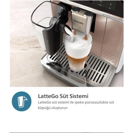 Philips 5500 Serisi Lattego Tam Otomatik Espresso Makinesi - Silentbrew - 20 Sıcak Soğuk Içecek + 2kg Çekirdek Kahve - Görsel 3