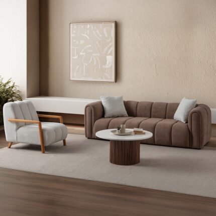 Eymense Nline Koltuk Takımı 3+3+1+1 Kahverengi - Görsel 3