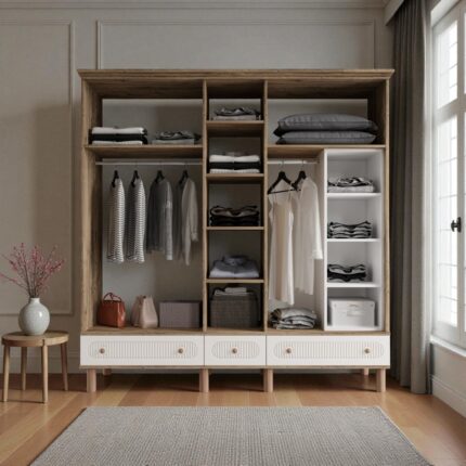 Comiet Sally 5 Kapaklı Aynalı Çekmeceli Mdf Gardırop - Görsel 3